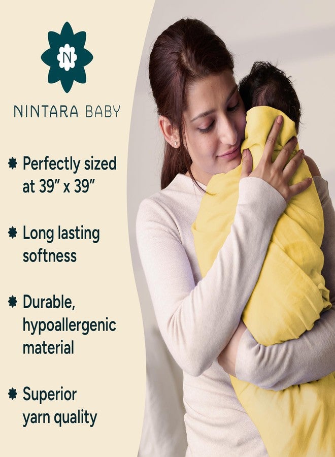 NINTARABABY قماط نينتارابي للأطفال حديثي الولادة - قطن موسلين عضوي فاخر 100%، 39 بوصة × 39 بوصة، فائق النعومة، يسمح بمرور الهواء، خفيف الوزن، متعدد الاستخدامات، مناسب للجنسين، مضاد للحساسية، هدية للأطفال من عمر 0-3 أشهر، عبوة من 3 قطع - Image 2
